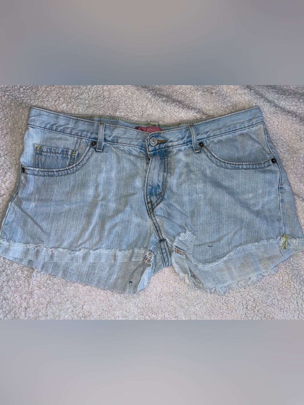 Levi's Light Blue Distressed Denim Short Shorts